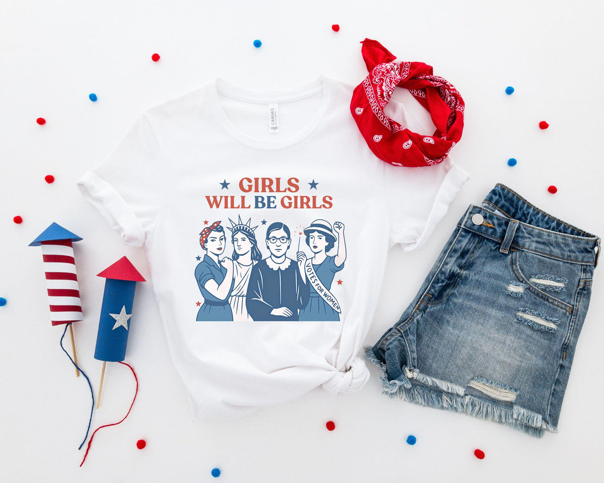 Patriotic Feminist 4th July Tee Strong American Independence Day Usa