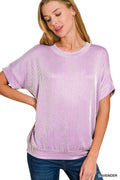 .SI-27828 Corded Rib Short Sleeve Top