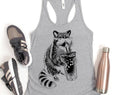 Raccoon Drinking Iced Coffee - Funny Animal Racerback Tank