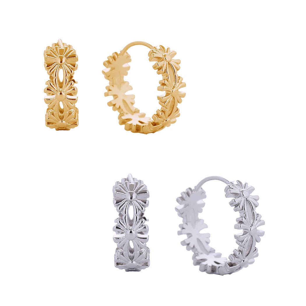 14K Gld Dipped Chrome Hoop Earrings