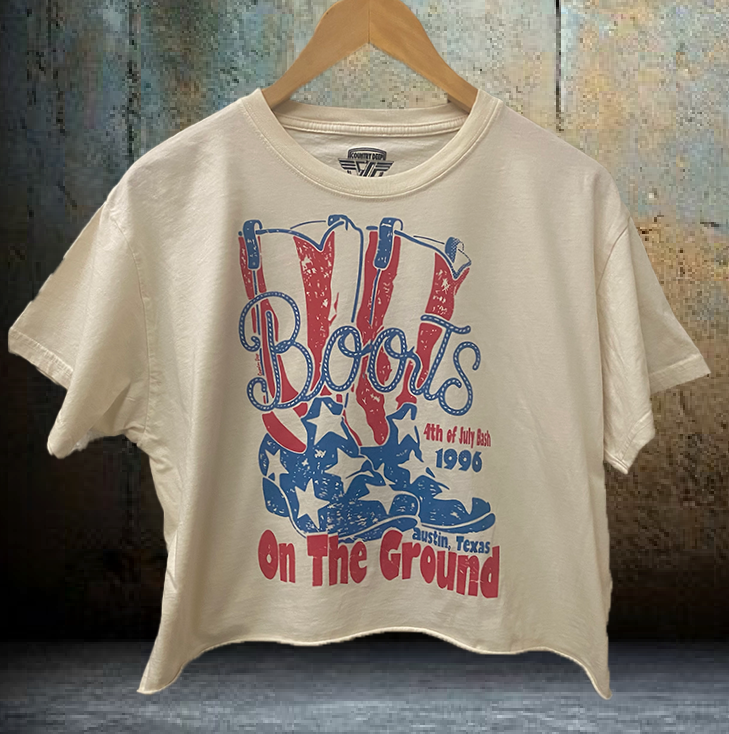 Boots On the Ground 4th of July Austin Bash Relaxed Crop Tee