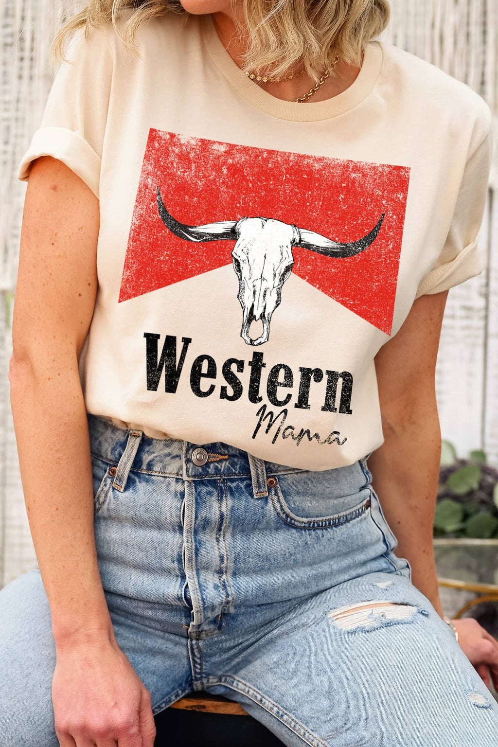 Western Mama Graphic Print Short Sleeve Loose Top Unisex
