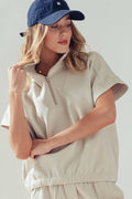 Half-Zip Short Sleeve Pullover Top