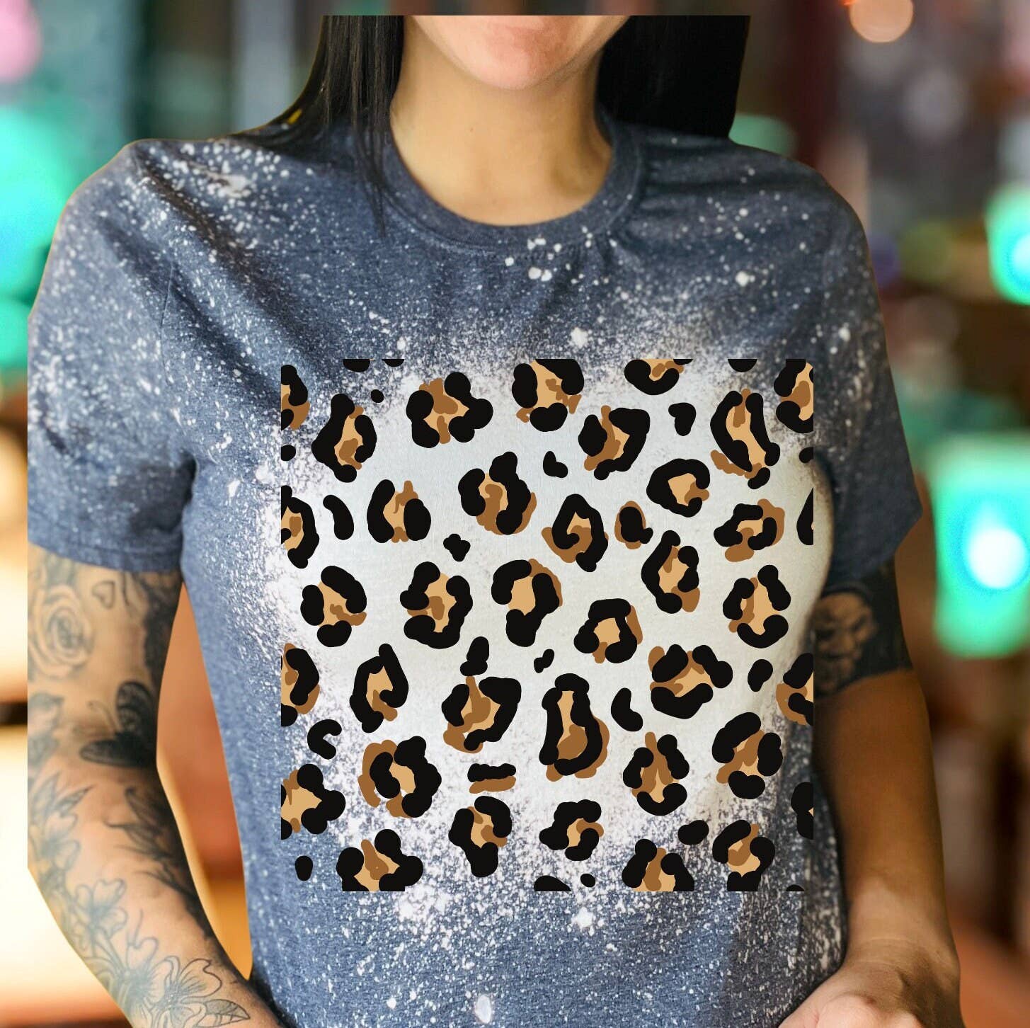 Bleached Cheetah Print Graphic Tee – Funny Women’S Shirt