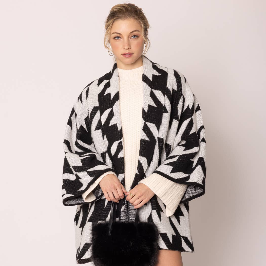 Houndstooth Warm Knit Cardigan
