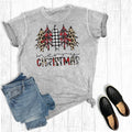 Plaid Leopard Merry Christmas Trees Mineral Graphic Tee