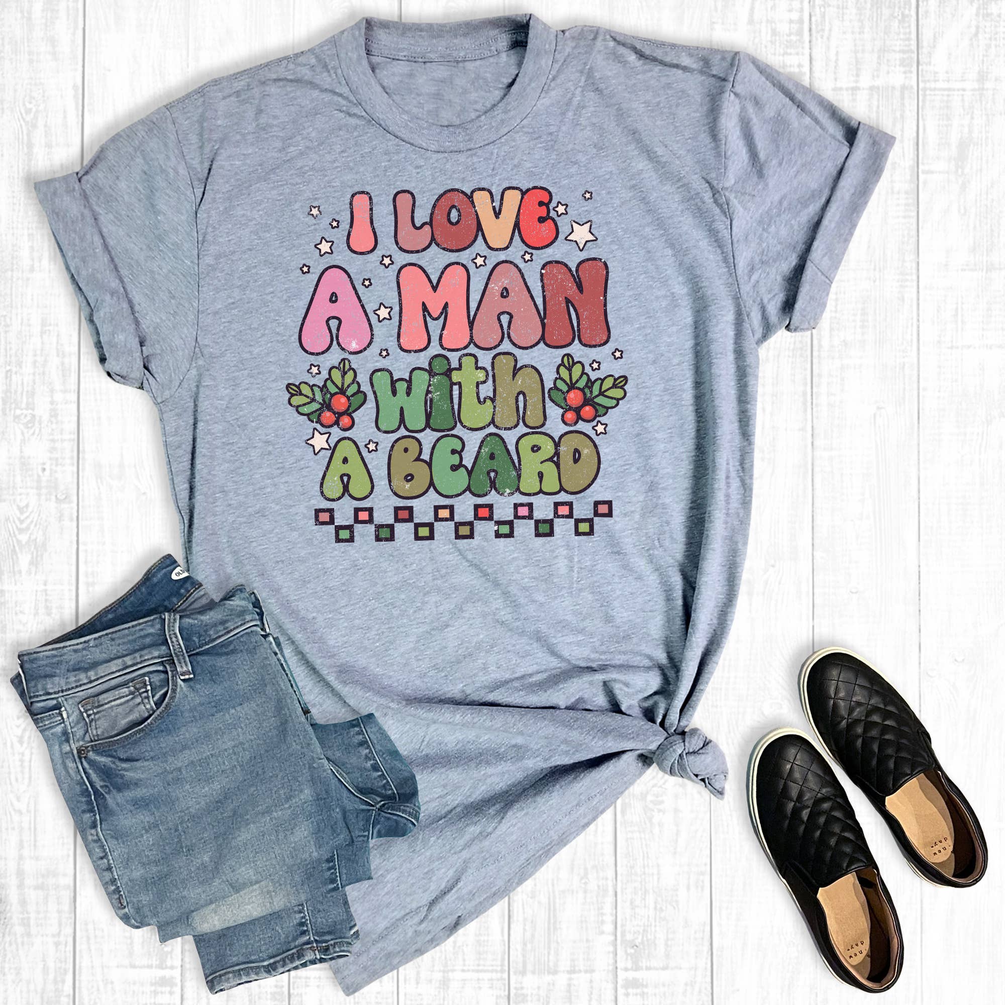 Christmas I Love A Man with A Beard Graphic Tee