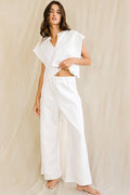 P5376 Textured Wide Leg Solid Sweatpants