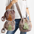 Multicolor Pattern Crossbody Bucket Bag & Tassels