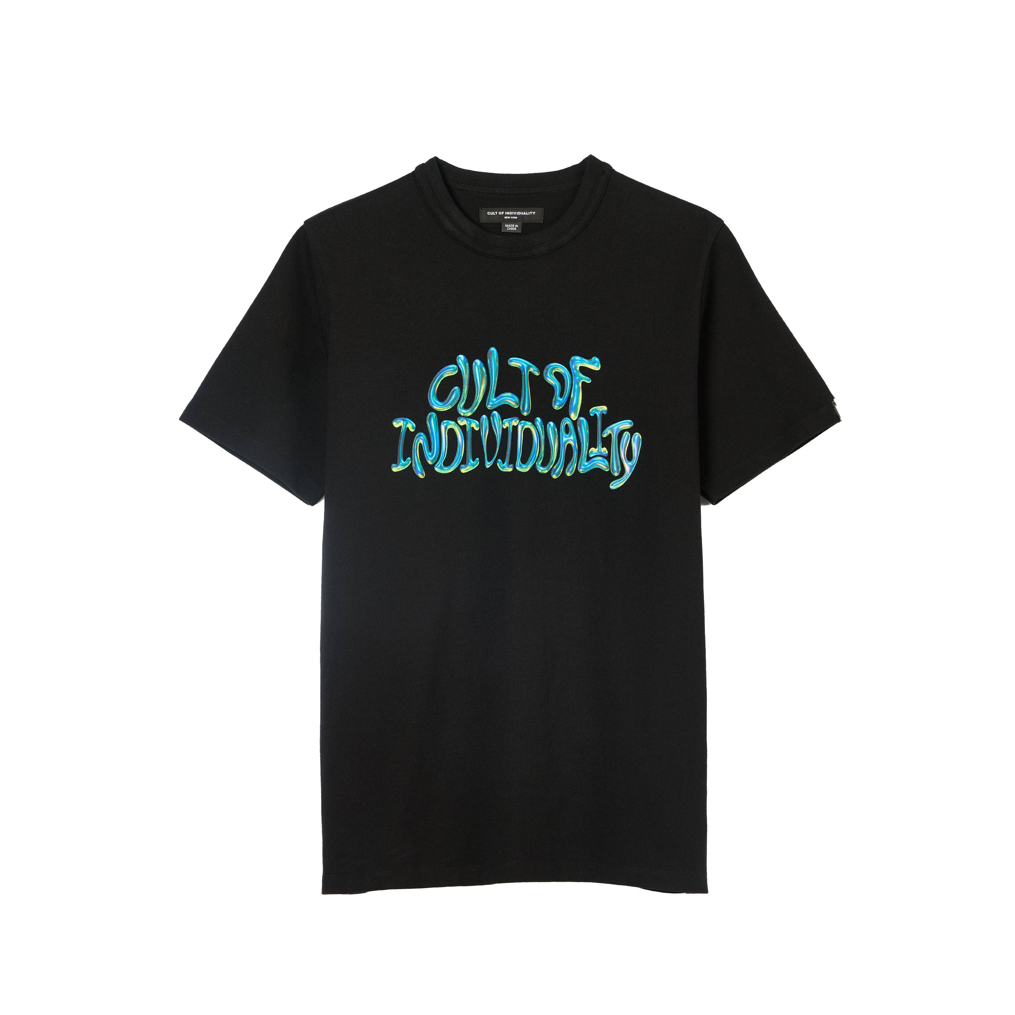 Cult's Short Sleeve Crew Neck Tee "Bubble Logo" in Black