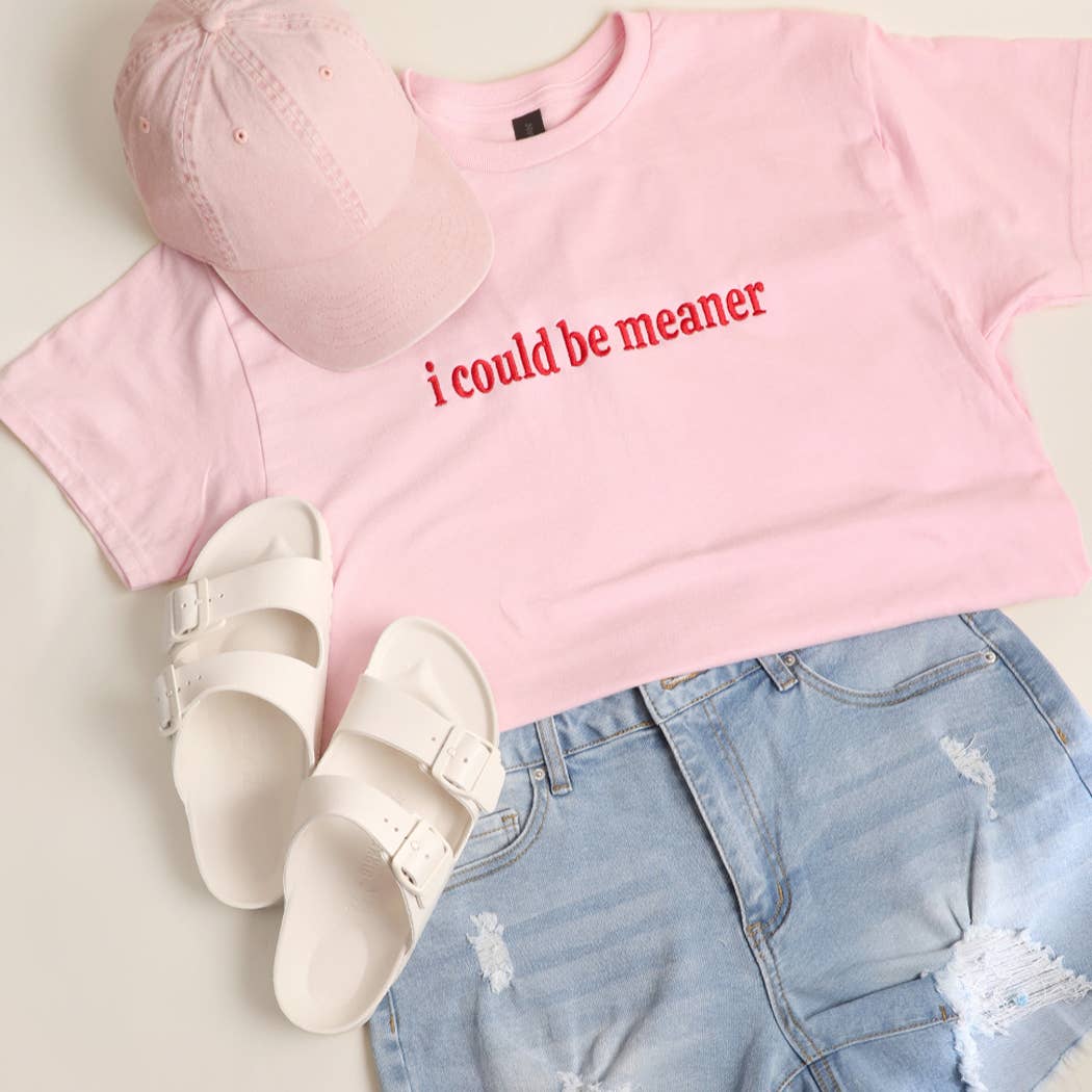 I Could Be Meaner Embroidered Heavy Cotton T-Shirt