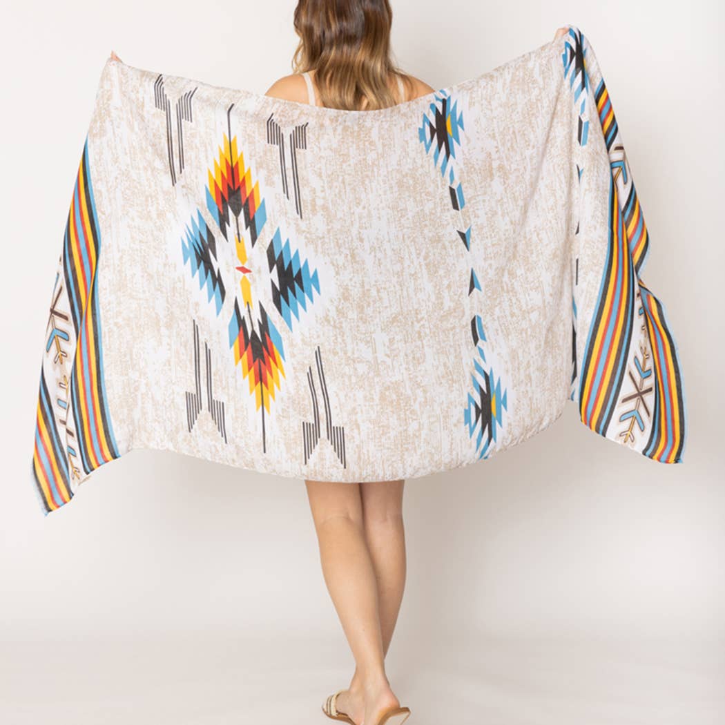 Women Aztec Print Lightweight Scarves