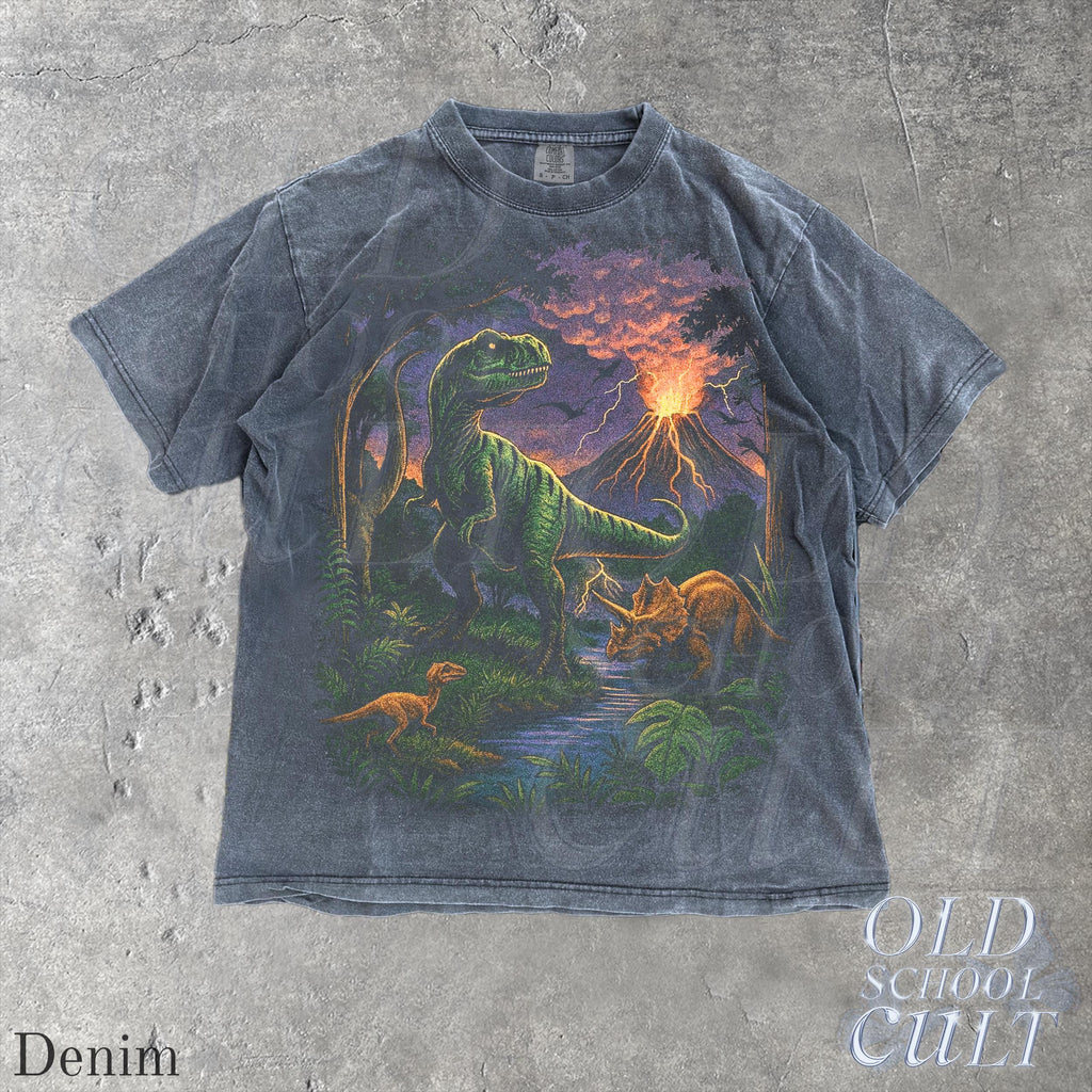 Vintage Jurassic Dinosaur 90s Retro T-Rex Triceratops 90s Prehistoric Dino Nostalgia Nature
