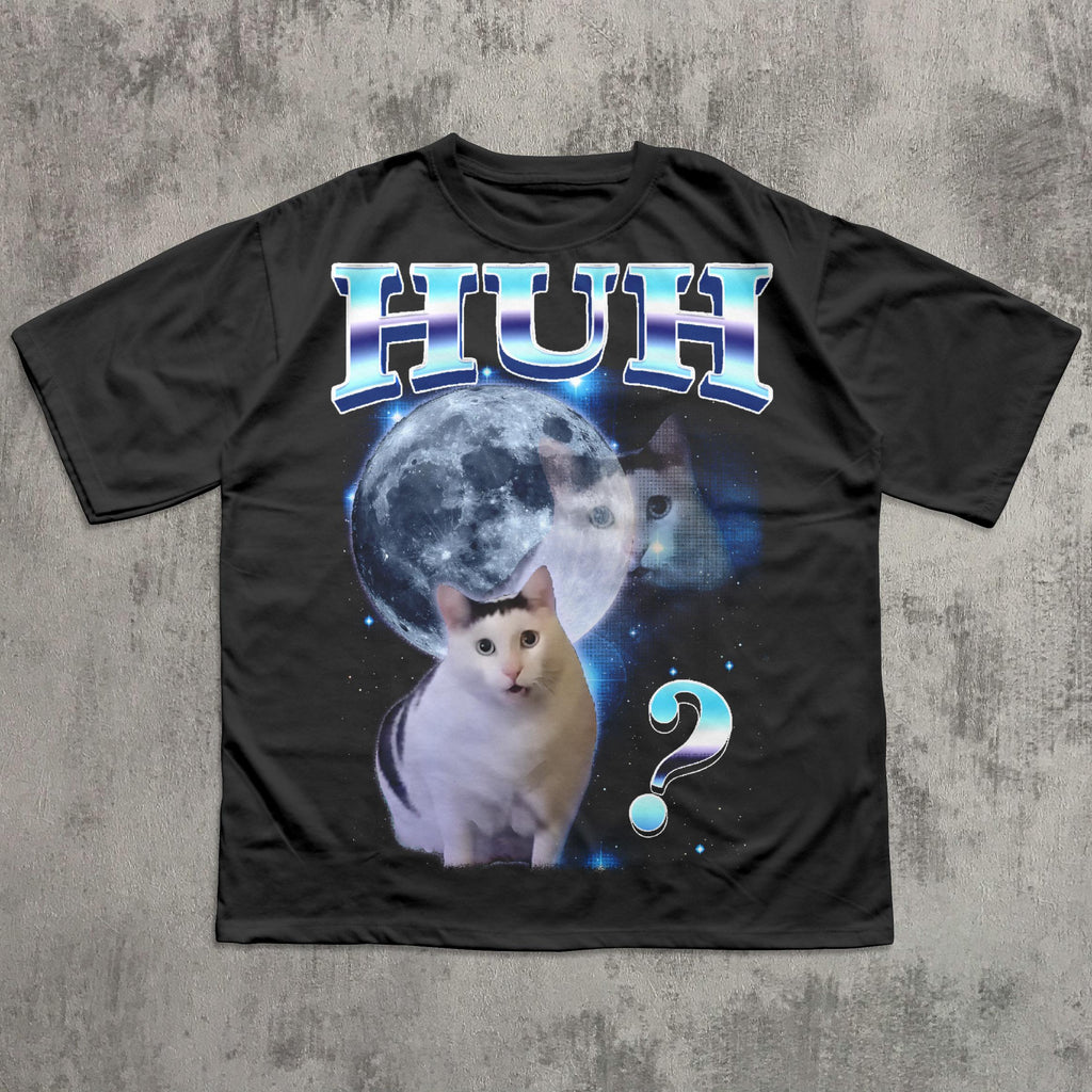 Huh Dank Cat Meme Tee Woman Man Ugly Unhinged Goofy Ahh Cats Clothes Comfort Colors Tee