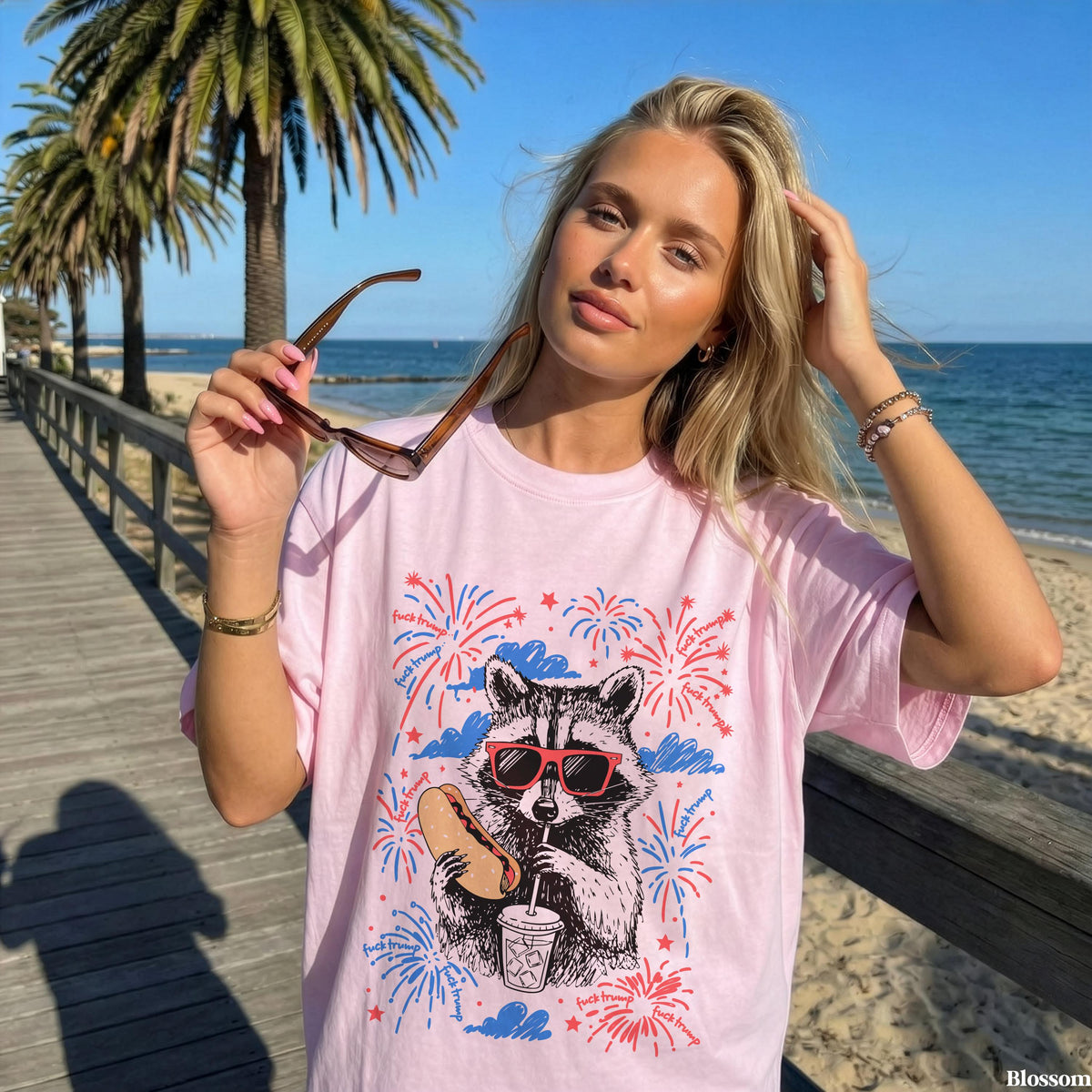 Fourth July Anti Trump Subtle Trump Raccoon Tee Fdt July 4th Usa 250 Birthday Th Anniversary Political