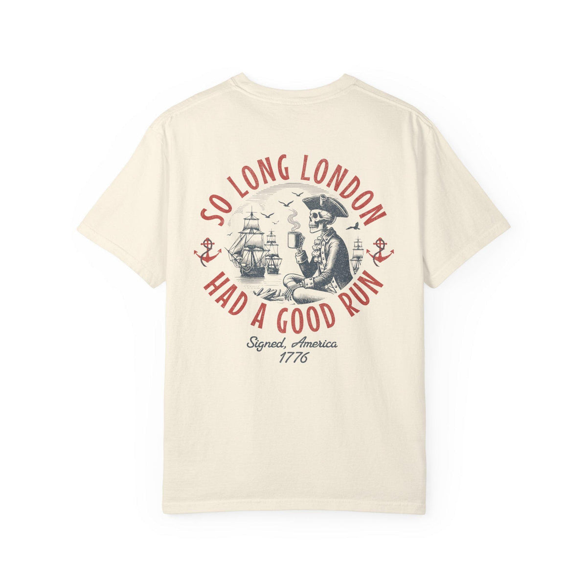 4th July Long London 1776 Front Back Tee Skeleton Patrio Independence Day