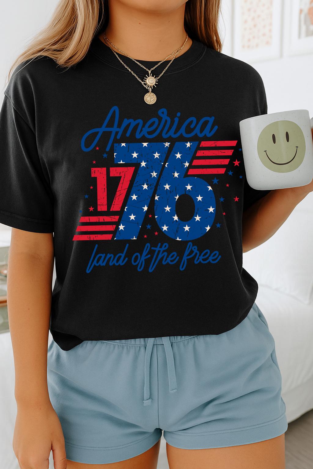 1776 America Land Free Usa Patriotic 4th July Retro Independence Day Retro Usa Tee