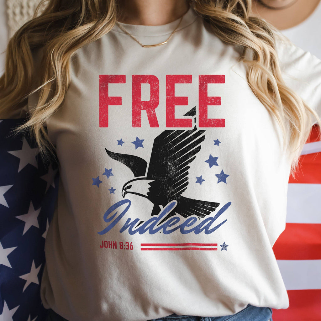 Free Indeed Eagle July 4th Christian Tee Unisex