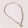 Cz Pave Clover Double Chain Necklace