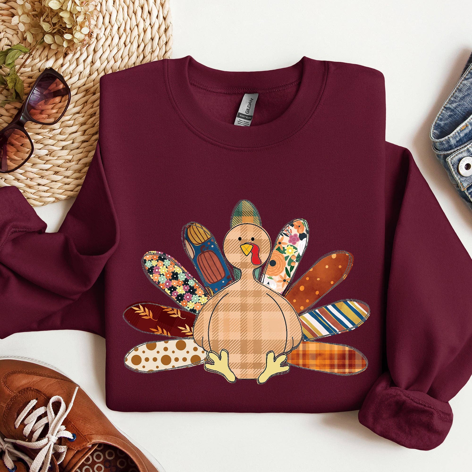 Thanksgiving Turkey, Plaid, Cute, Autumn Patterns Sweatshirt