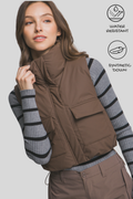 0805 High Collar Cropped Vest W/Cargo Pockets SI-28521
