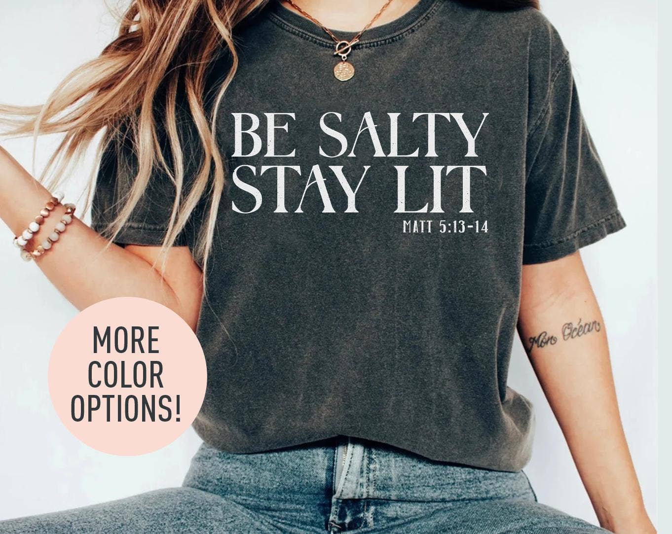 Be Salty Stay Lit Christian Faith Shirt Religious For Women