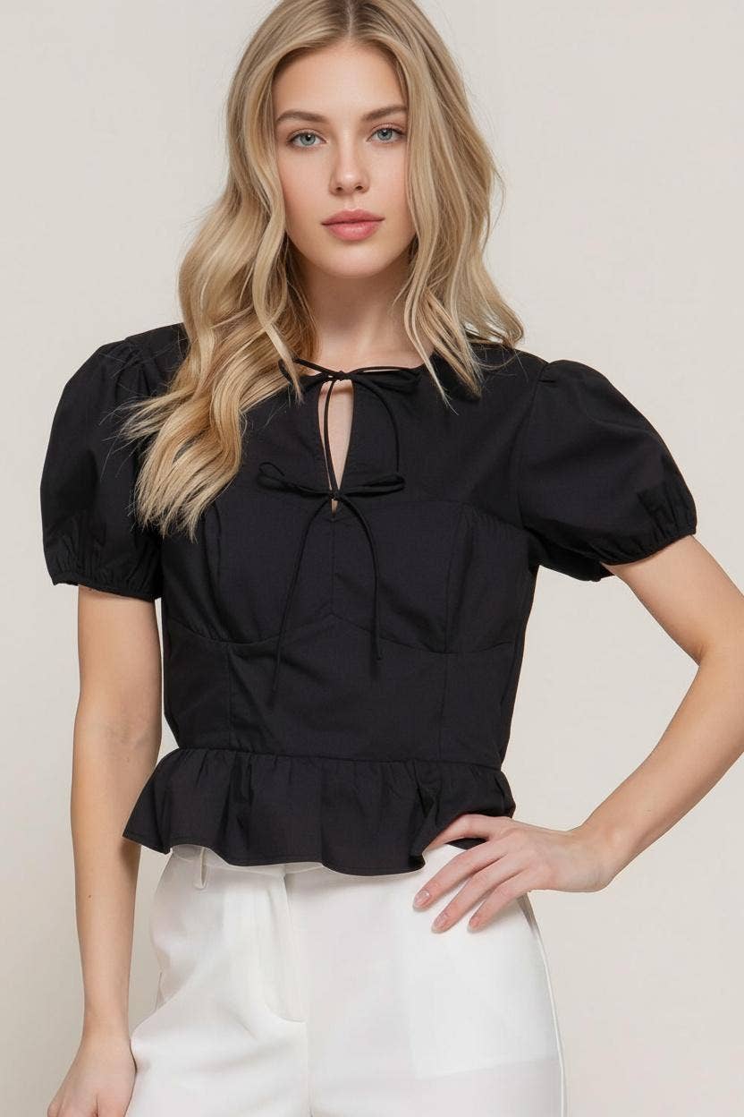 .0109 Short Puff Sleeve Poplin Shirt SI-27877