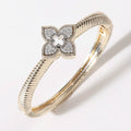 Cz Four Leaf Clover Gold Plated Bangle Bracelet
