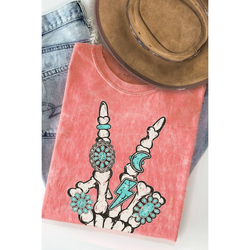 Skeleton Turquoise Peace Graphic - Mineral Wash T Unisex