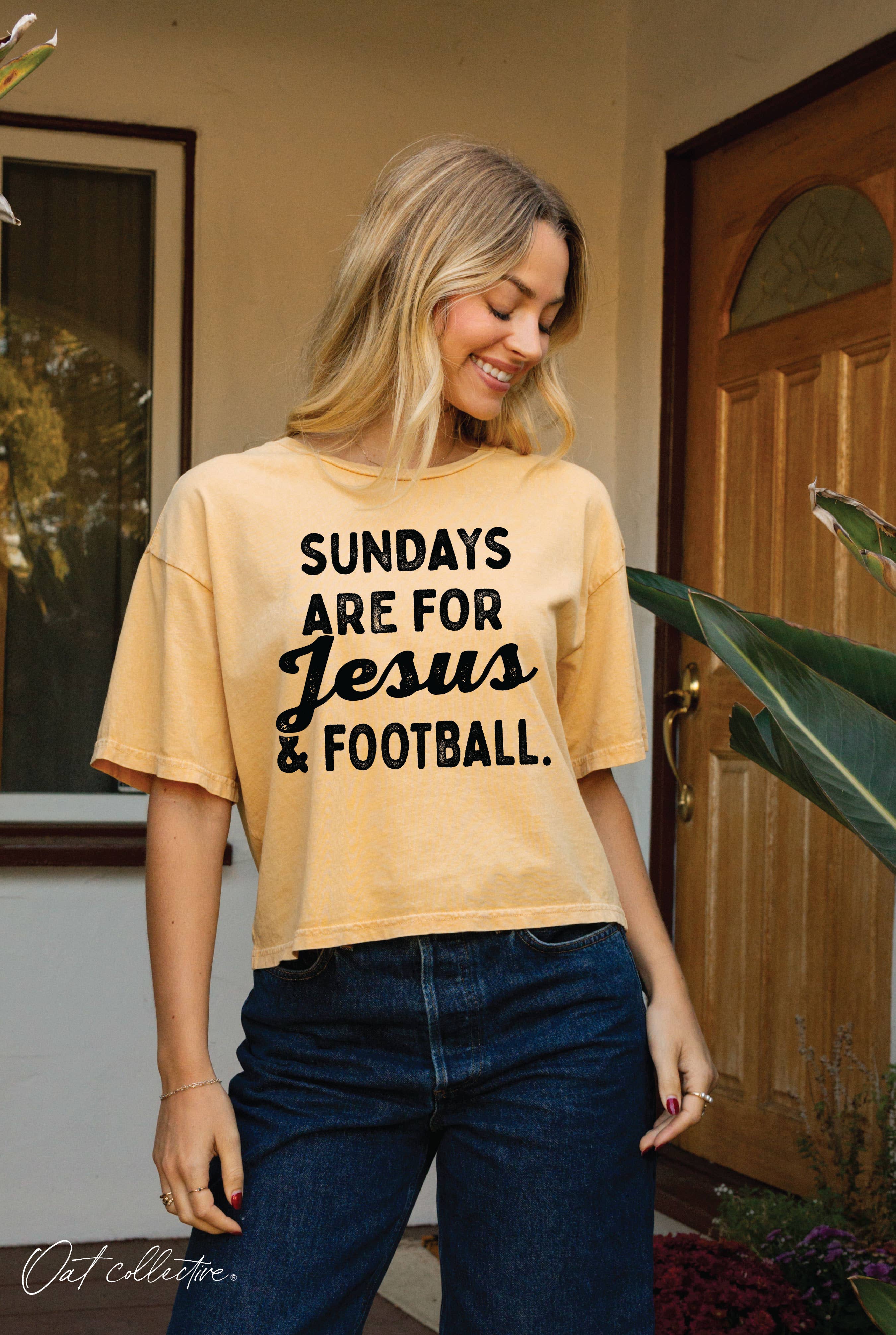 Sundays Are For Jesus and Football Cropped Mineral Tee