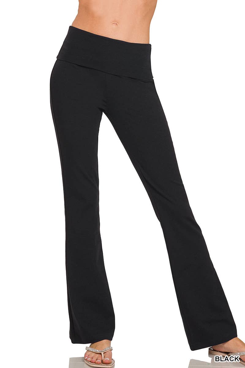 ..1215 Premium Cotton High-Waist / Fold-Over Flare Leggings SI-2615