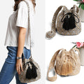 Diamond Pattern Crossbody Bucket Bag & Tassels