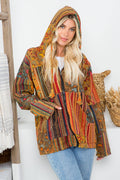 Plus Size - Patchwork Hoodie Jacket (KT-1356)