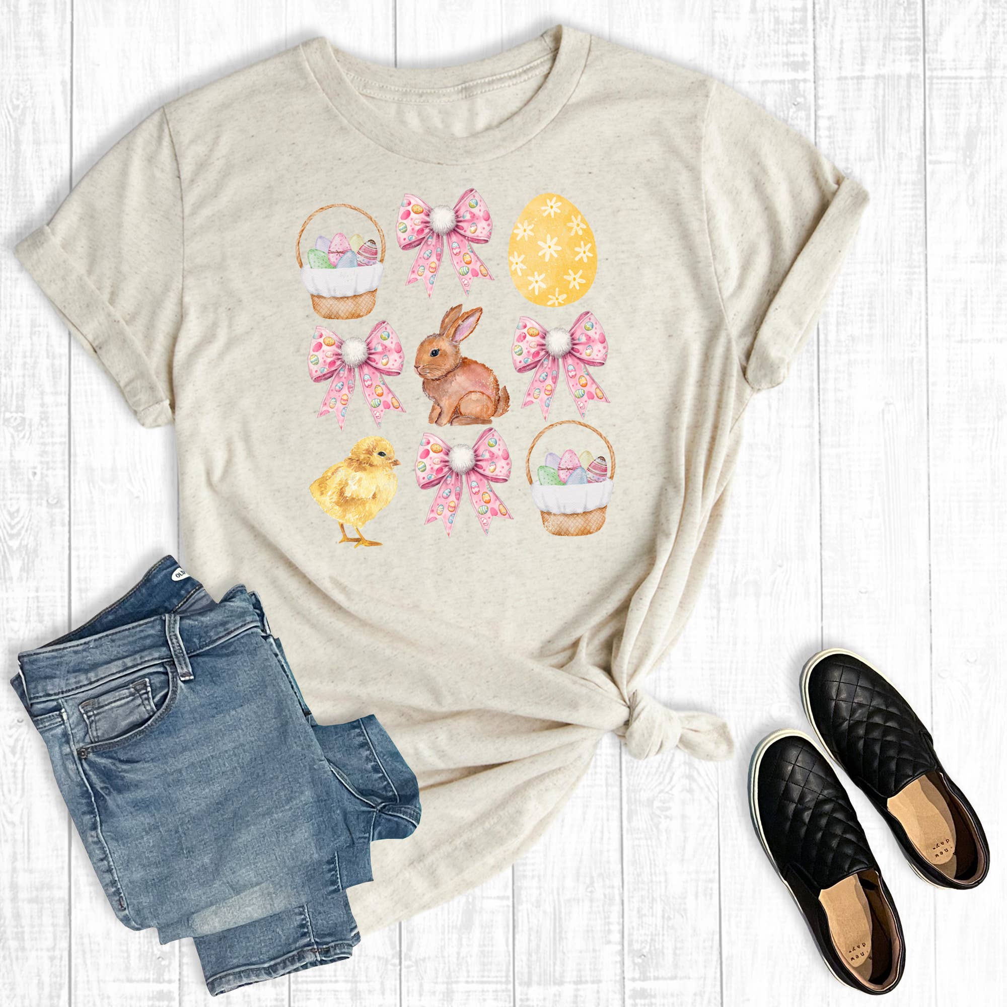 Coquette Bow Easter Bunny Vibes Graphic Tee