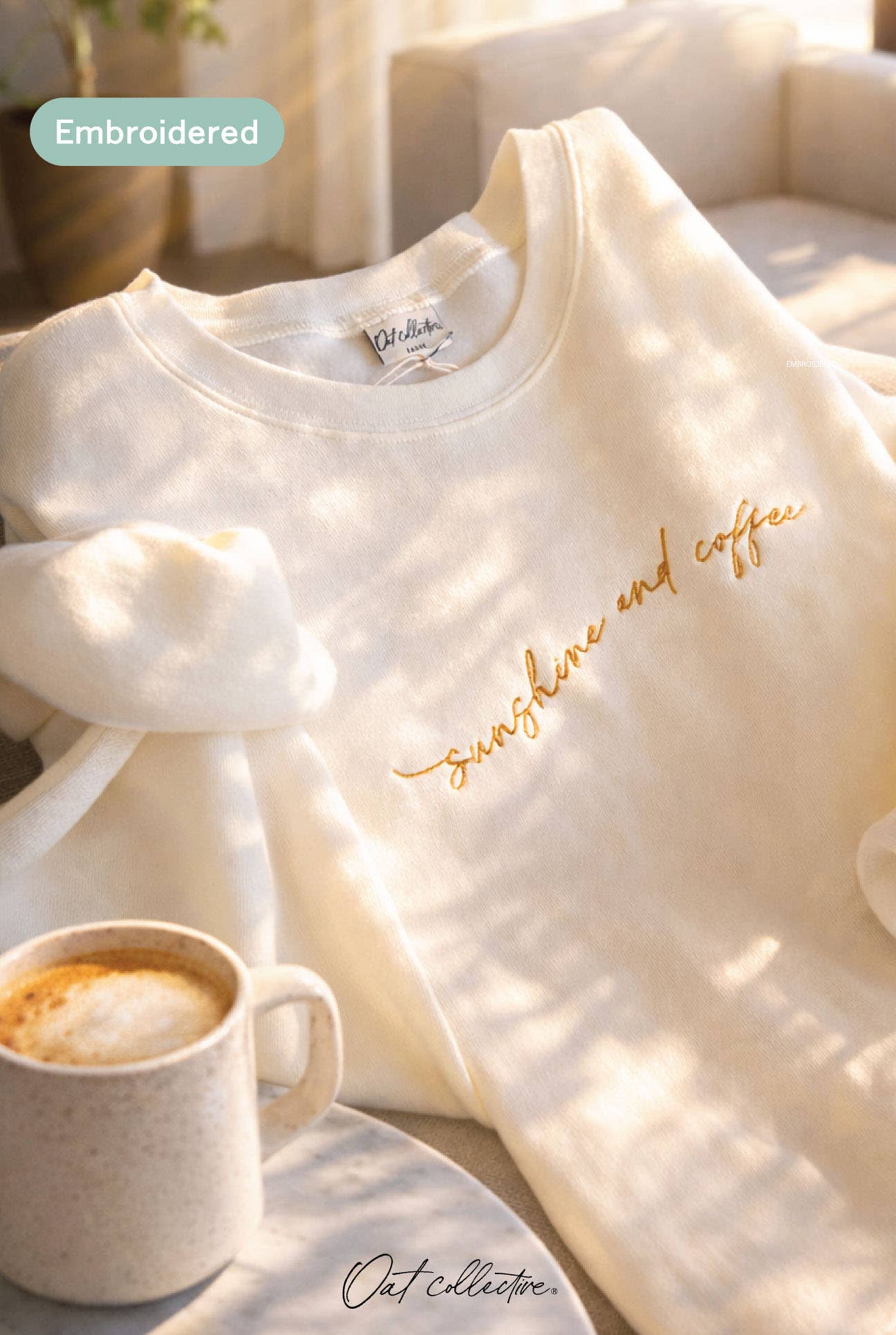 Embroidered Sunshine and Coffee Sweatshirt