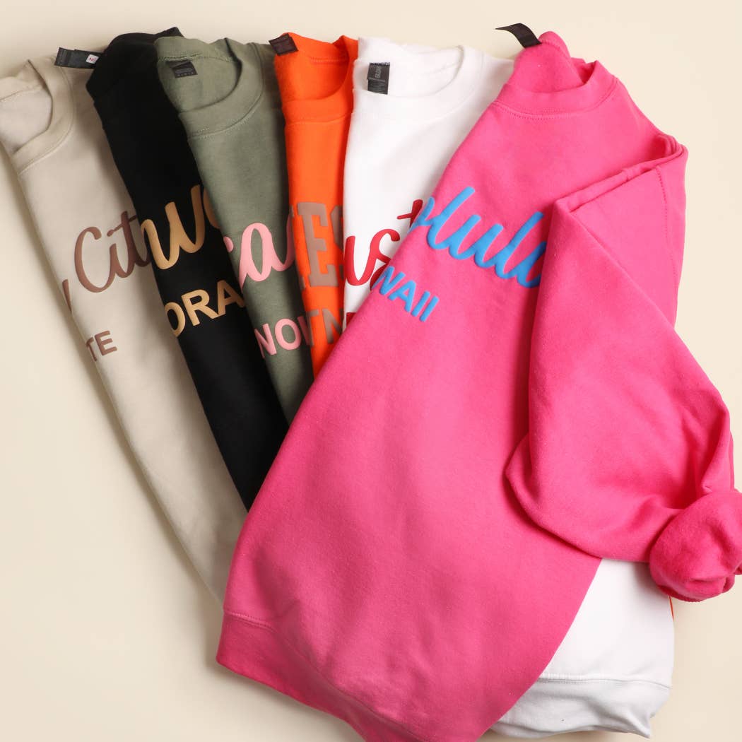 Custom City & State Puff Print Heavyweight Sweatshirt