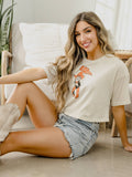 Osu Cowboys Mascot Flag Off White Cropped Tee