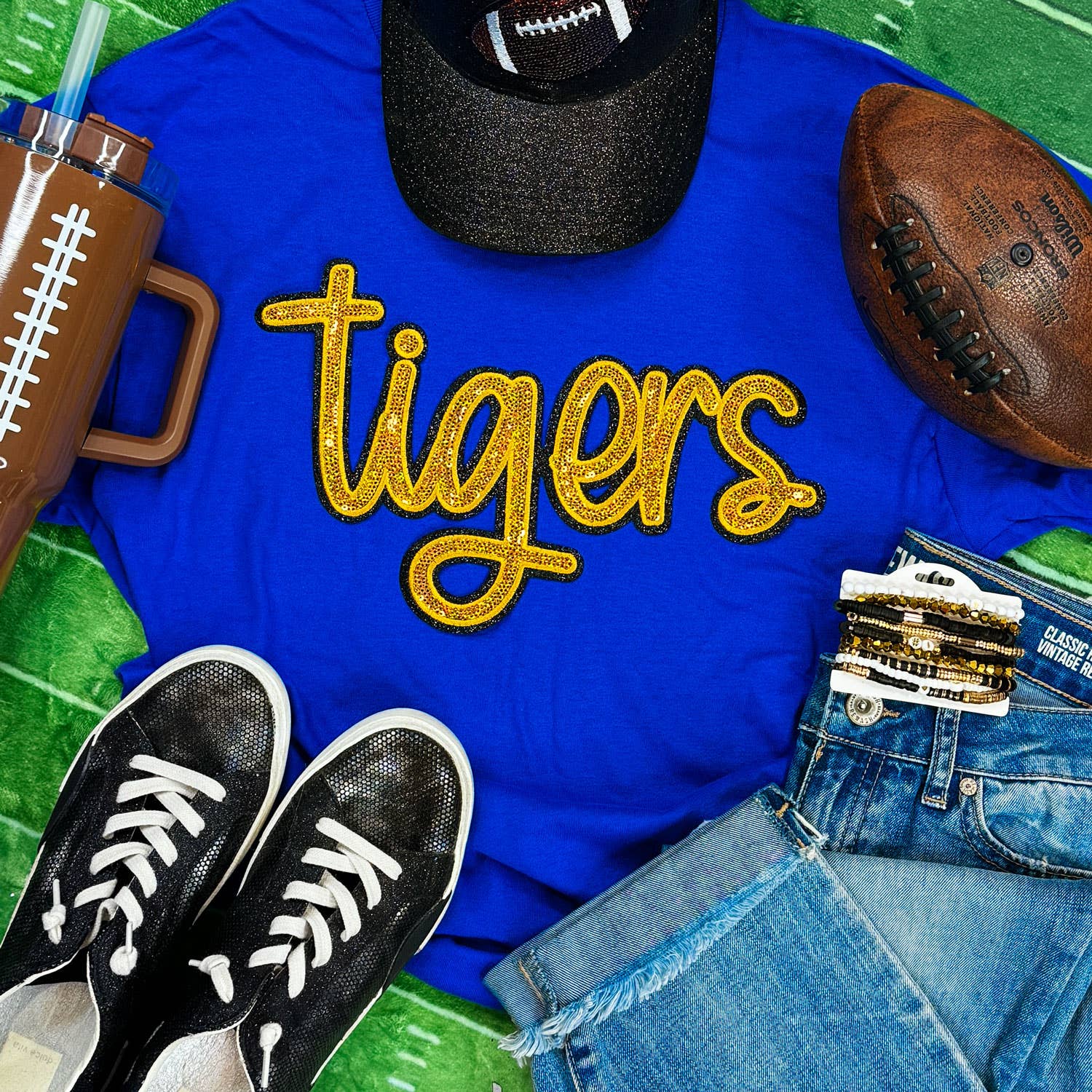 Tigers Gold Sequin Patch Royal Everyday Tee