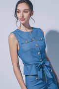 .0227 Belted Denim Vest SI-29555