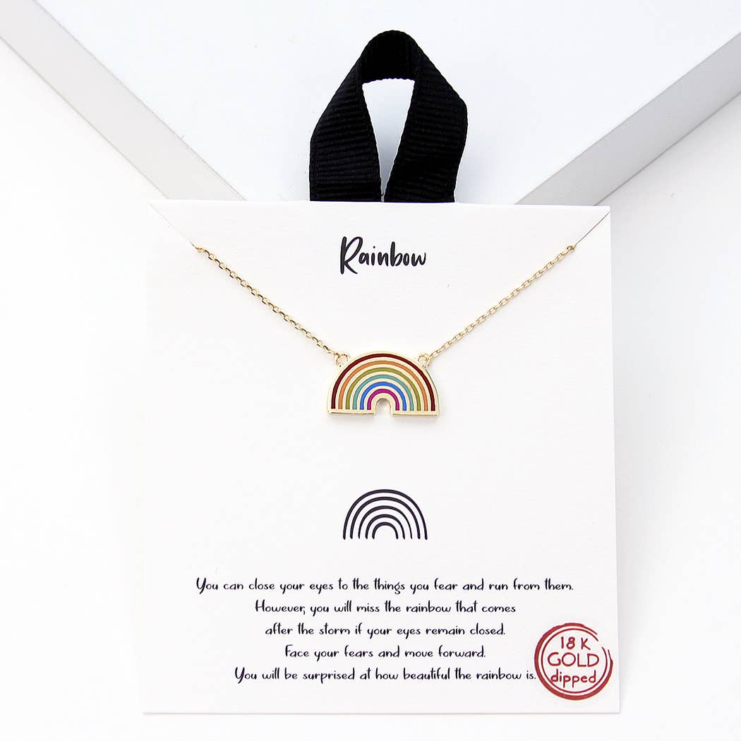 Gold-Dipped Rainbow Charm Necklace