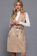 1003 Belted Faux Suede Vest SI-24869