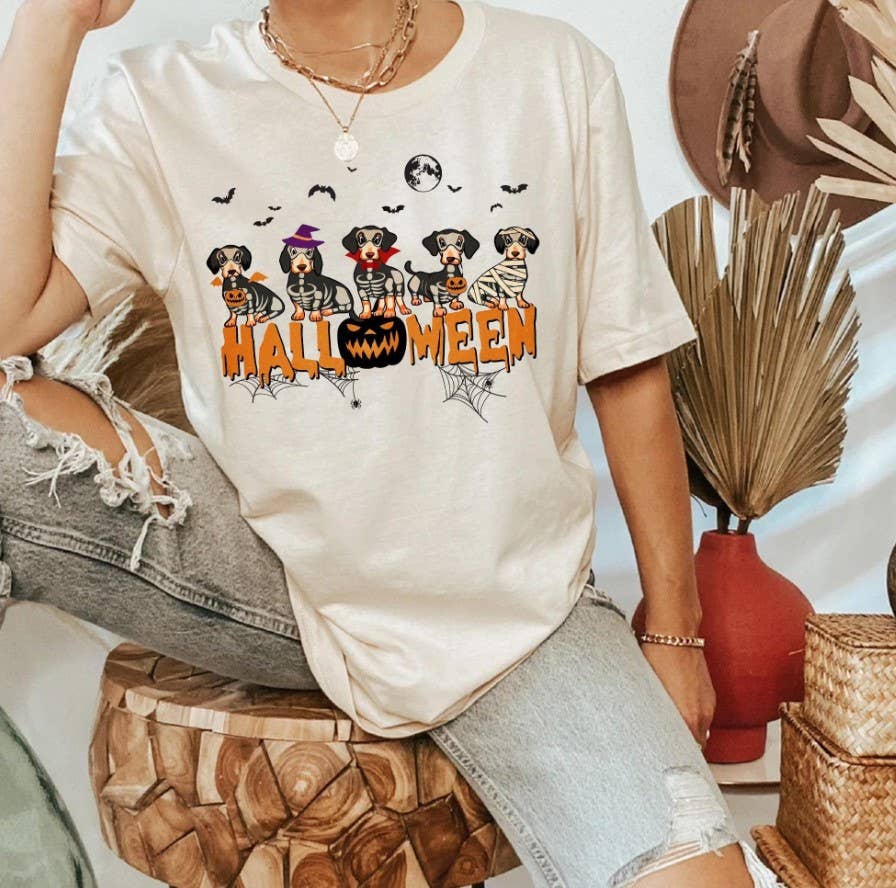 Dachshund Halloween Shirt - Pumpkin Fall Lover Gift Tee