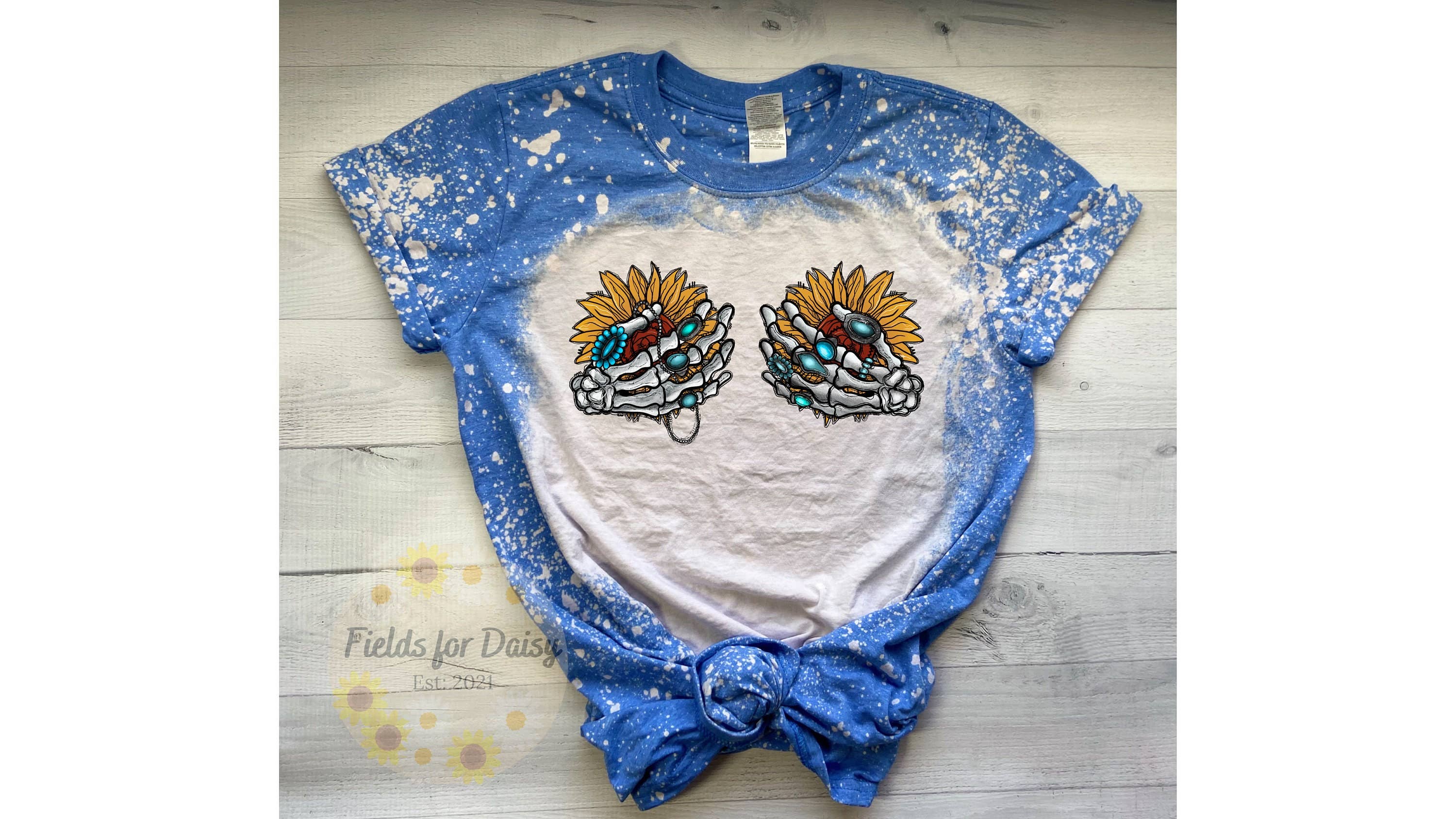 Sunflower Skeleton Hands Bleached T-Shirt - Unique & Bold