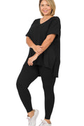 `.Plus Size Top & Leggings Set