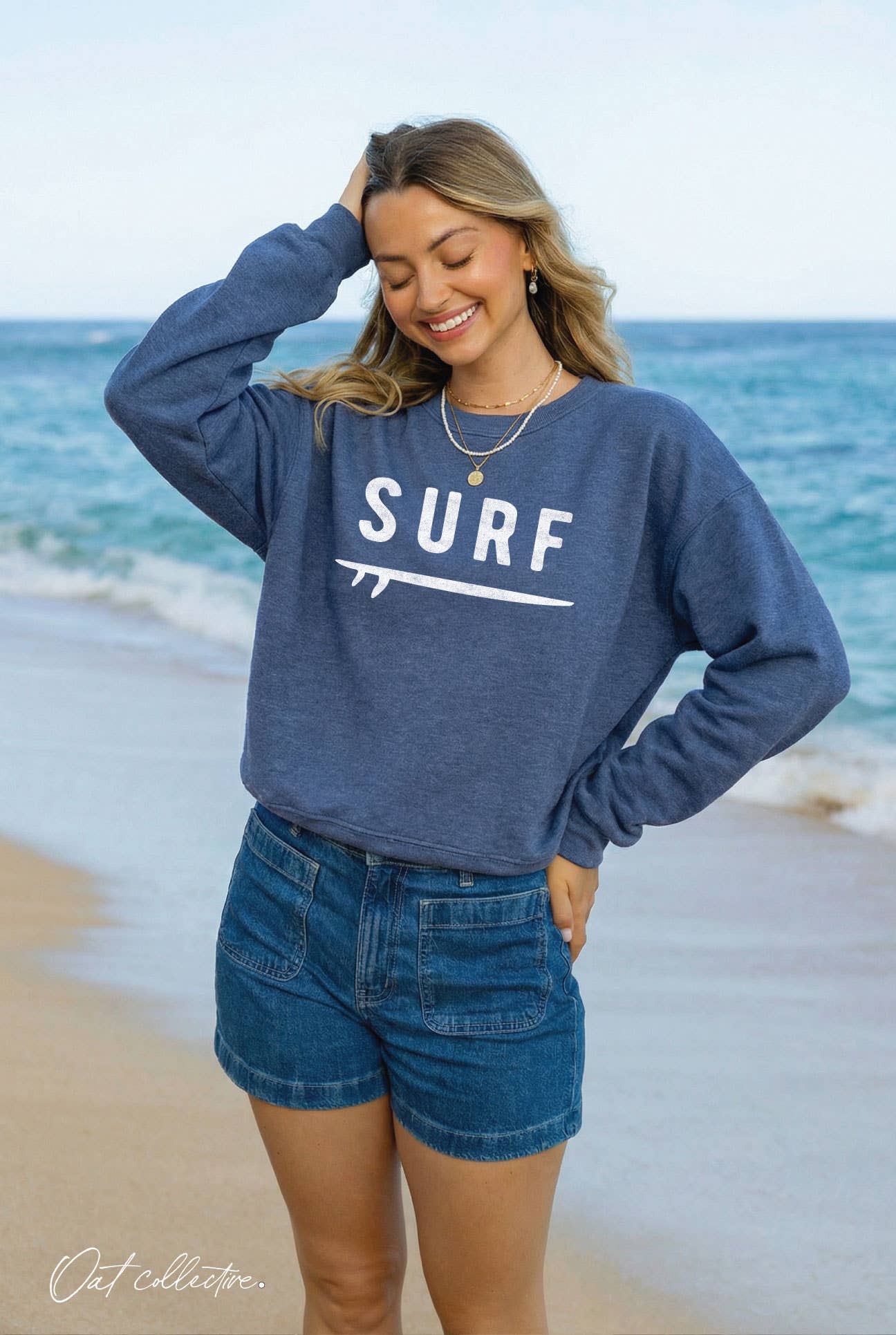 Surf Mid Cropped Graphic Sweatshirt