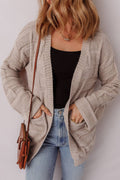 Textured Knit Open Front Chic Cardigan with Pockets (S-2XL)