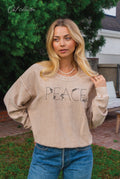 Peace Cropped Thermal  Thermal Vintage Pullover