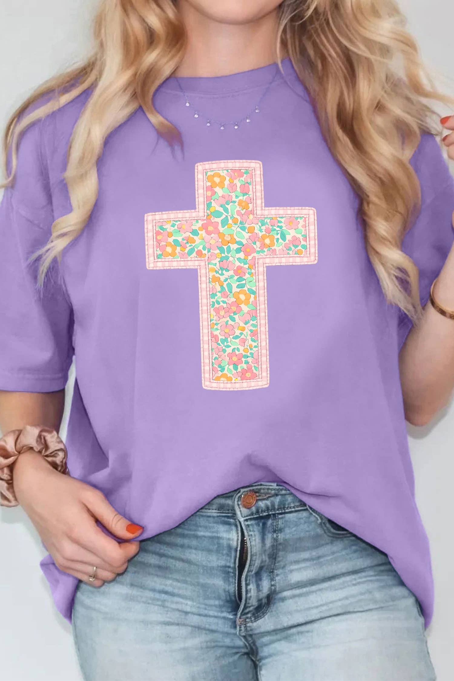 Easter Floral Cross Christian Casual Tee (S-3XL)