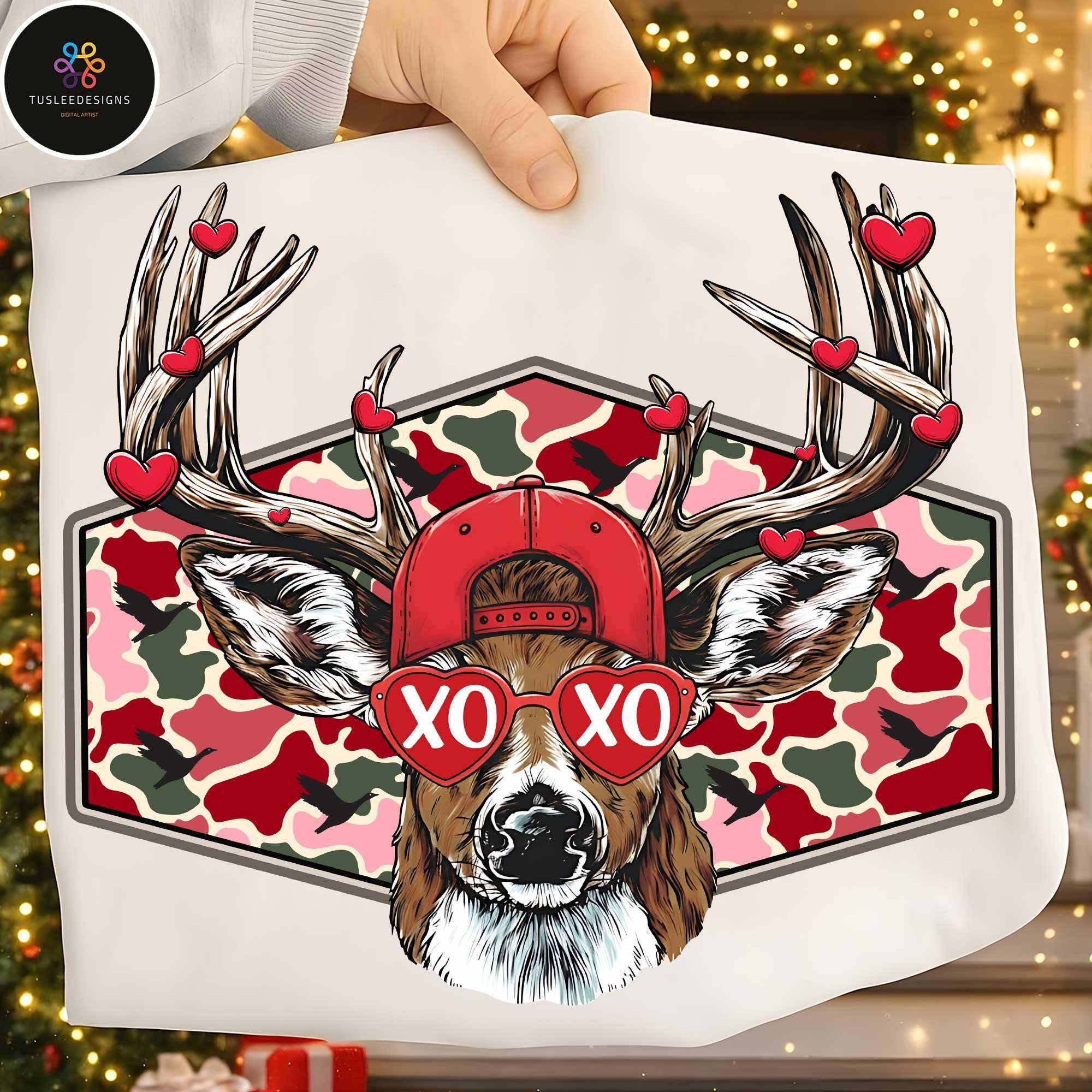 Deer Hunter Valentine Camo Retro Design Shirt