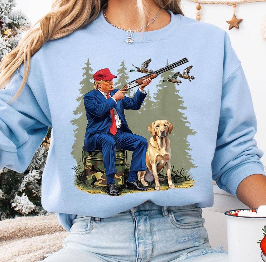 Duck Hunting Camo Pattern with Black Labrador Trump Hunt